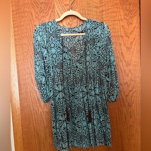 Blue and brown tunic top/ mini dress